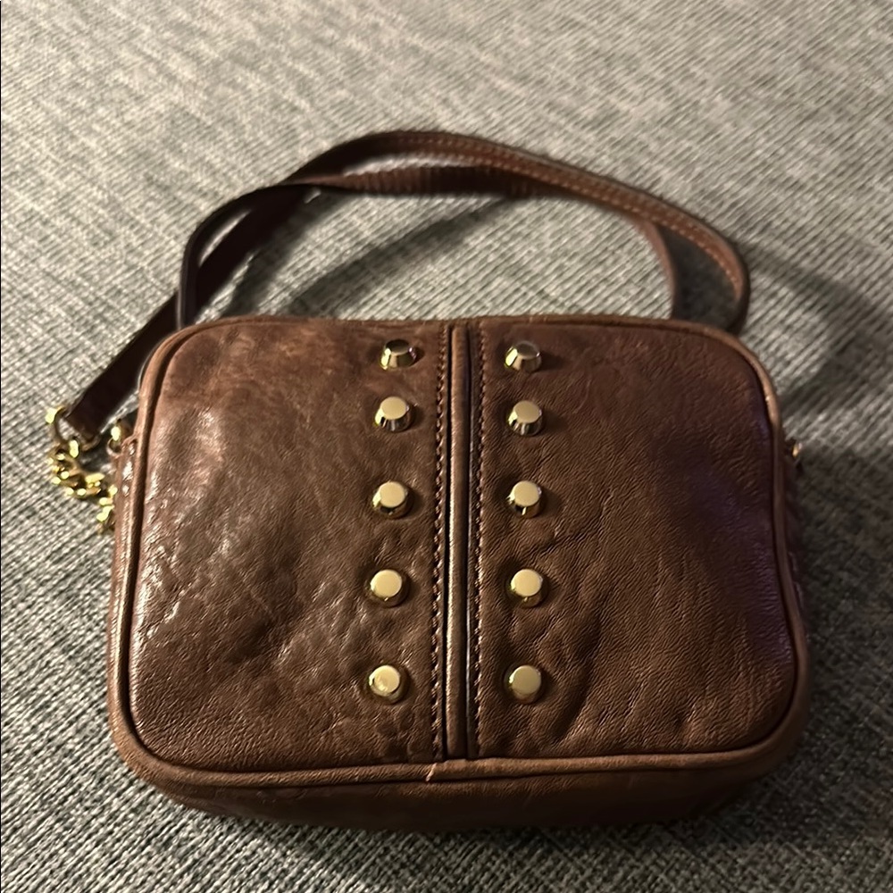 Michael Michael Kors - Brown Leather Studded Crossbody Bag